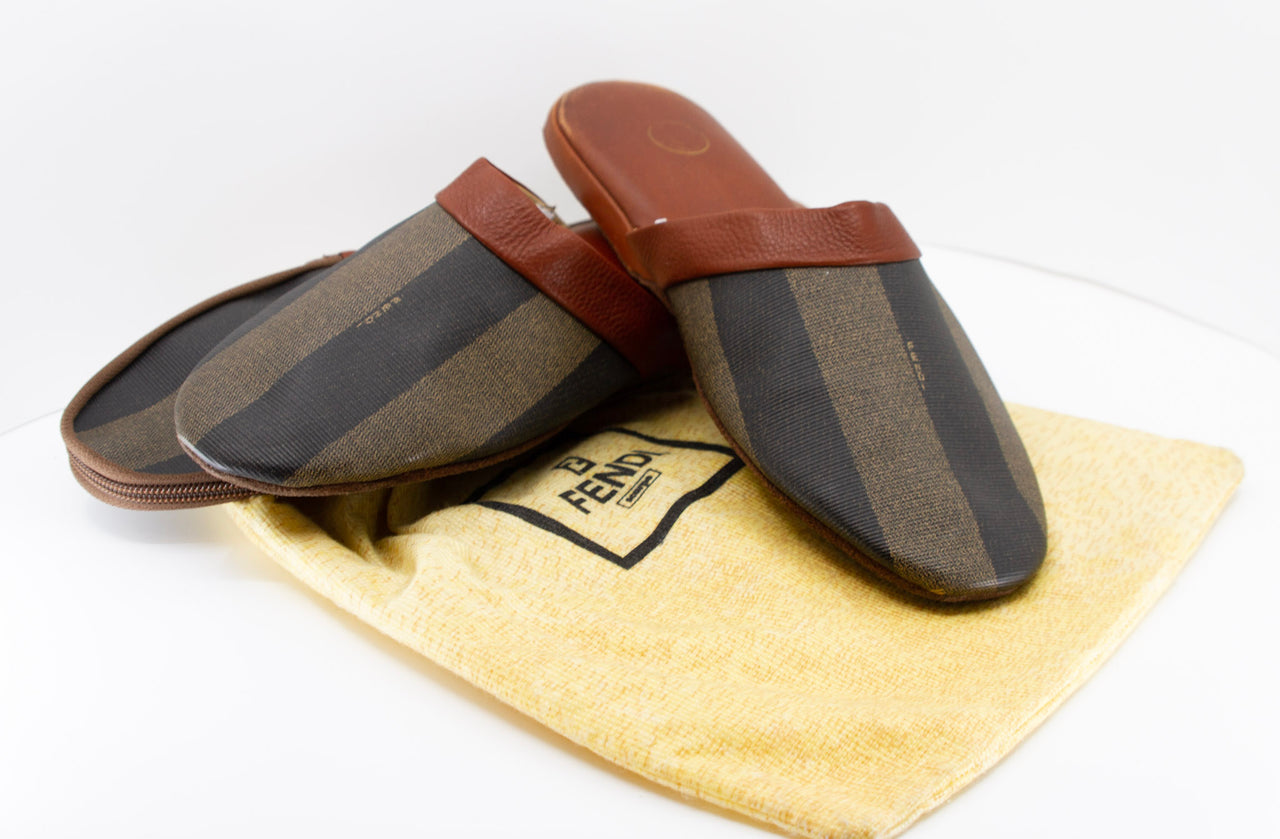 Fendi mens slippers, With bag
