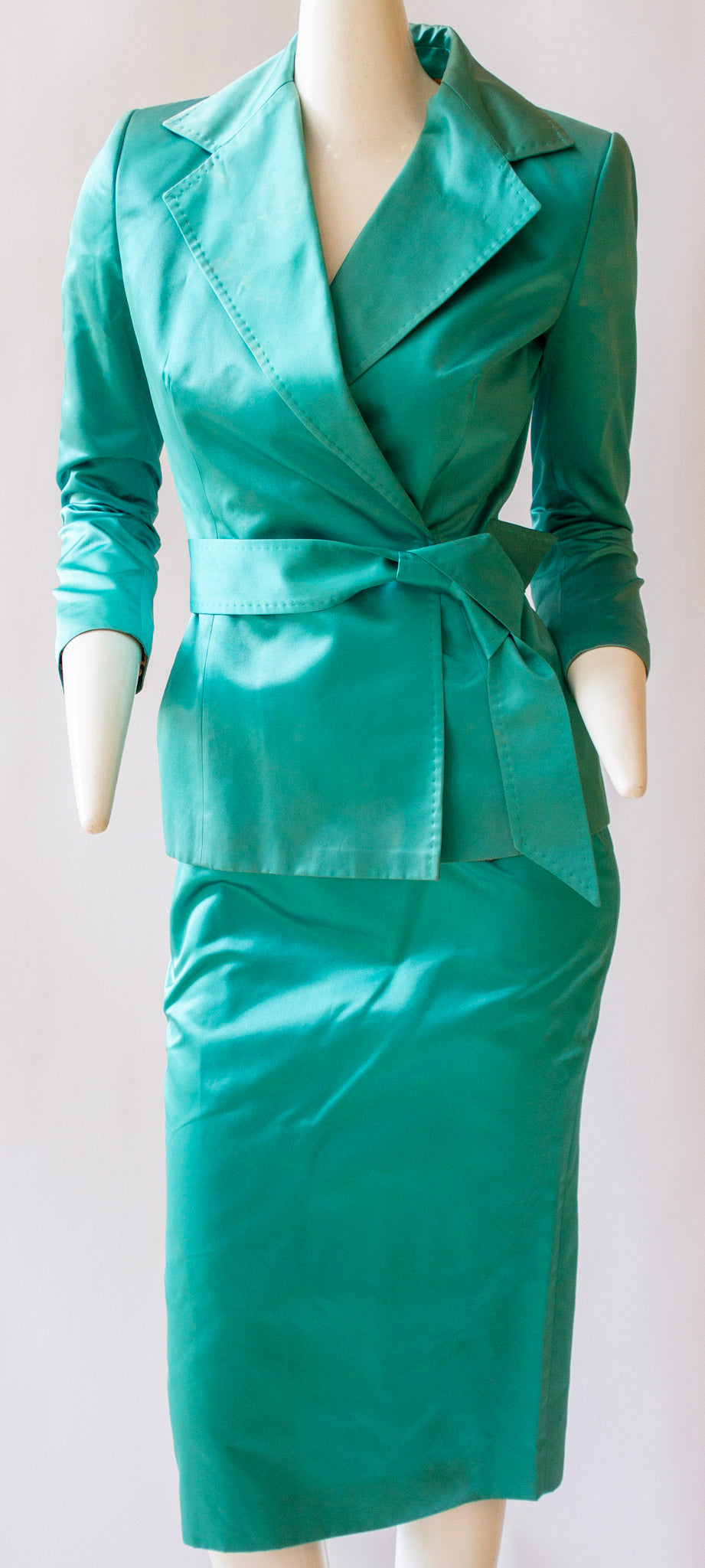 Dolce & Gabbana, two-piece, blue 100% silk, skirt suit owned by Hollywood icon, Terry Moore